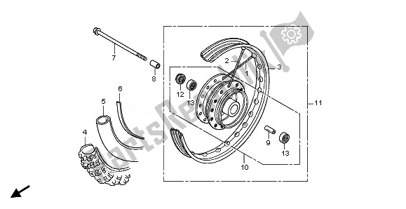 All parts for the Front Wheel of the Honda CRF 50F 2008