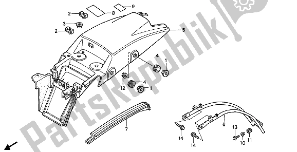 All parts for the Rear Fender of the Honda NX 650 1988