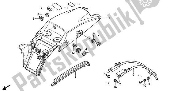 Tutte le parti per il Parafango Posteriore del Honda NX 650 1988