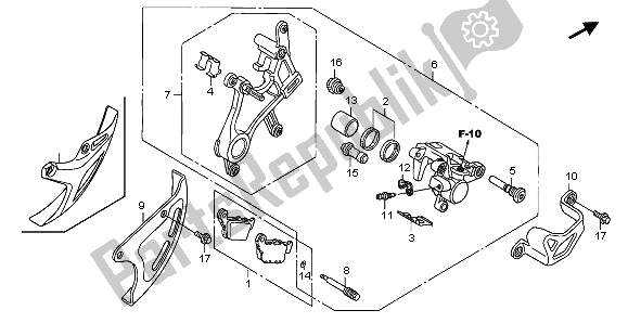 Tutte le parti per il Pinza Freno Posteriore del Honda CRF 250R 2004