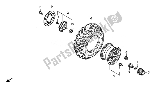 All parts for the Front Wheel of the Honda TRX 500 FE Foretrax Foreman ES 2011