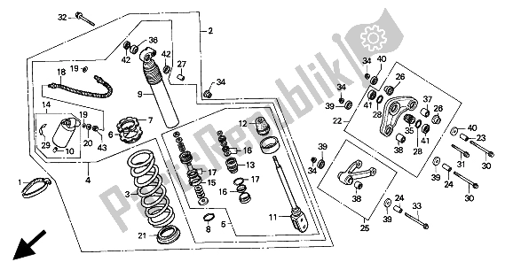 All parts for the Rear Cushion of the Honda CR 80R 1994