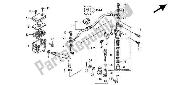 Alle onderdelen voor de Hoofdremcilinder Achter van de Honda CBR 600 RR 2012