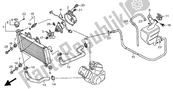 All parts for the Radiator of the Honda XL 125V 2004