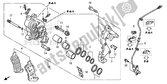 All parts for the R. Front Brake Caliper of the Honda CB 1000 RA 2013