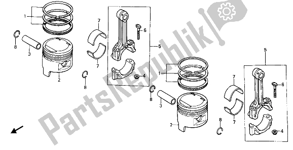 All parts for the Piston & Connecting Rod of the Honda CMX 450C 1988