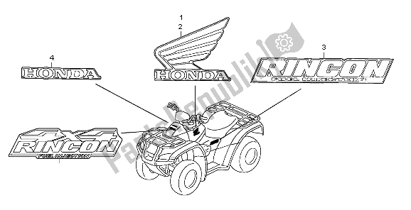 Alle onderdelen voor de Mark van de Honda TRX 680 FA 2007