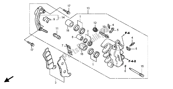 All parts for the Front Brake Caliper of the Honda SH 125R 2012