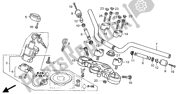 Alle onderdelen voor de Handvatpijp & Hoogste Brug van de Honda CBF 600 NA 2005