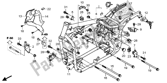 Alle onderdelen voor de Frame Lichaam van de Honda VT 750C2S 2013