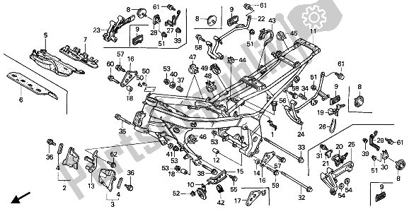 Alle onderdelen voor de Frame Lichaam van de Honda CBR 600F 1993
