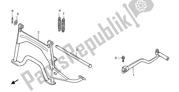 All parts for the Kick Starter Arm & Stand of the Honda SCV 100F 2007