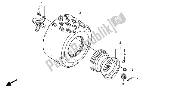 All parts for the Rear Wheel of the Honda TRX 400 EX 2007