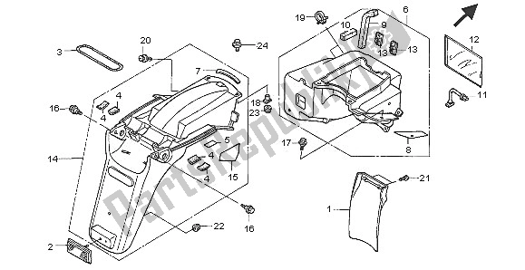 Alle onderdelen voor de Achterspatbord van de Honda XL 650V Transalp 2005