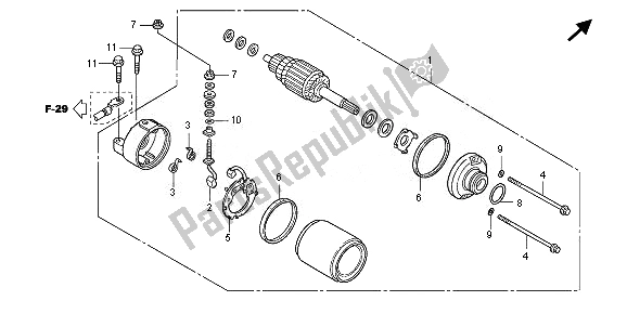 All parts for the Starting Motor of the Honda CB 1000 RA 2010