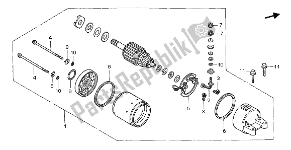 All parts for the Starting Motor of the Honda CB 500 1996