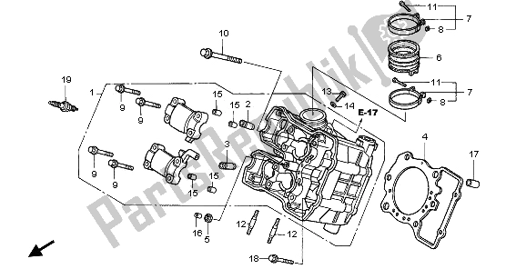 All parts for the Cylinder Head (front) of the Honda VTR 1000F 2006