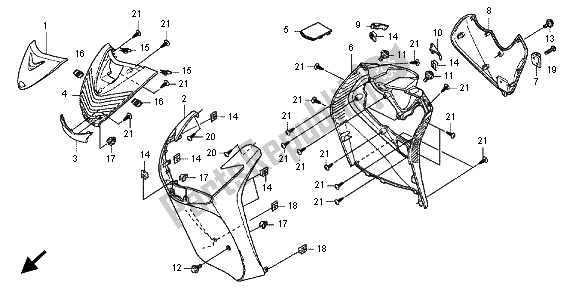 Tutte le parti per il Copertura Frontale del Honda SH 150 2012