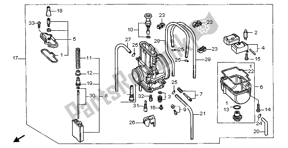 Todas as partes de Carburador do Honda CR 125R 2000