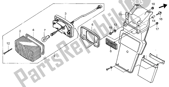 All parts for the Taillight of the Honda XRV 750 Africa Twin 1996