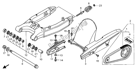 All parts for the Swingarm of the Honda CB 900F Hornet 2003