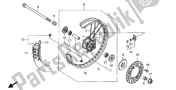 All parts for the Front Wheel of the Honda CR 85 RB LW 2006