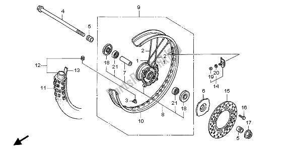 All parts for the Front Wheel of the Honda CR 85 RB LW 2006