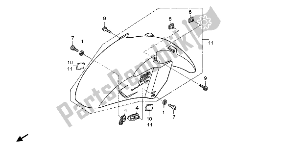 Tutte le parti per il Parafango Anteriore del Honda ST 1300A 2007