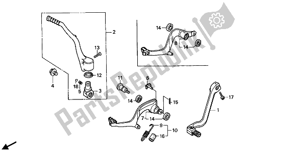 Todas las partes para Pedal Y Brazo De Arranque de Honda CR 250R 1990