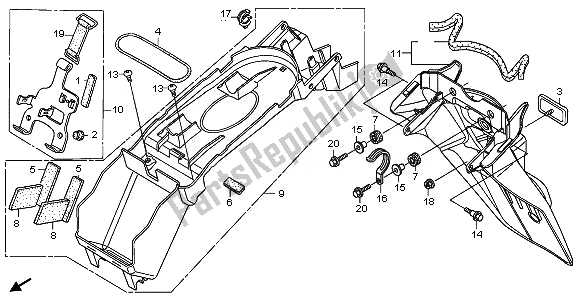 Toutes les pièces pour le Garde-boue Arrière du Honda XL 1000 VA 2008