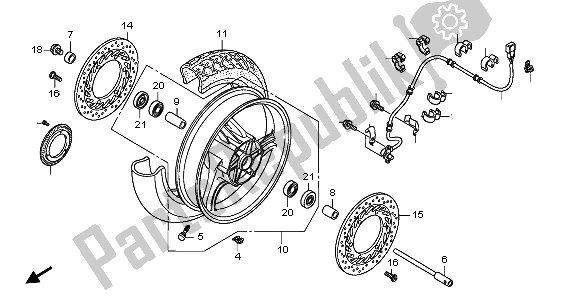 All parts for the Front Wheel of the Honda NT 700V 2009