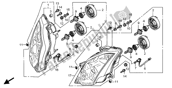 Tutte le parti per il Faro (uk) del Honda VFR 800 2002