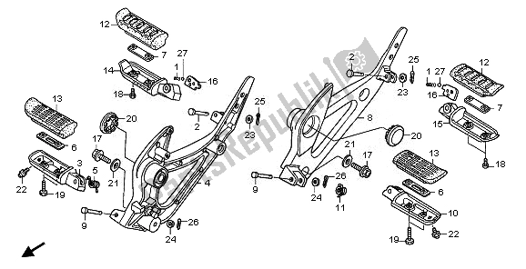 All parts for the Step of the Honda XL 1000V 2008