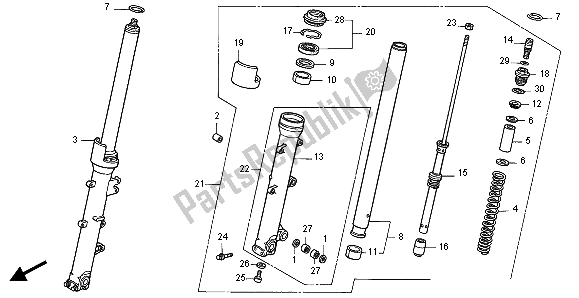 Toutes les pièces pour le Fourche Avant du Honda VFR 800 FI 1998