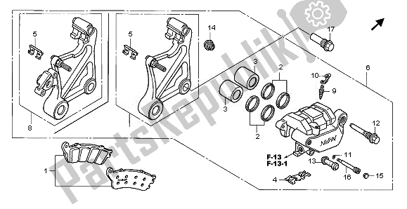 Tutte le parti per il Pinza Freno Posteriore del Honda NT 700 VA 2008