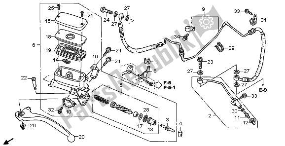 Alle onderdelen voor de Koppeling Hoofdremcilinder van de Honda ST 1300 2009