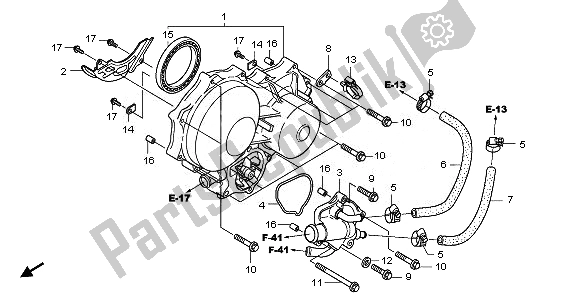 All parts for the Left Crankcase Cover & Water Pump of the Honda NSA 700A 2008