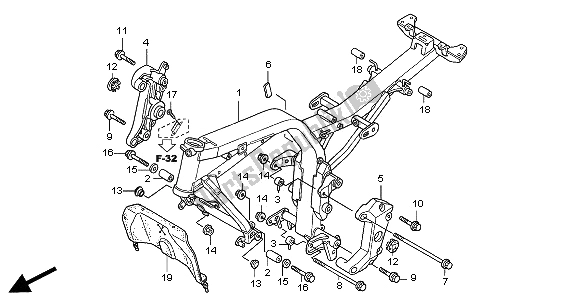 Todas las partes para Cuerpo Del Marco de Honda CB 900F Hornet 2002