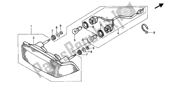 All parts for the Taillight of the Honda NTV 650 1991