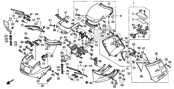 Tutte le parti per il Cappuccio del Honda VFR 750F 1989