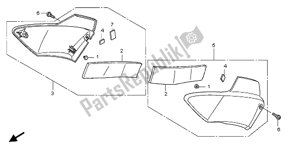All parts for the Side Cover of the Honda CBF 1000A 2006