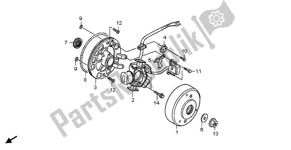 All parts for the Generator of the Honda CRF 50F 2011