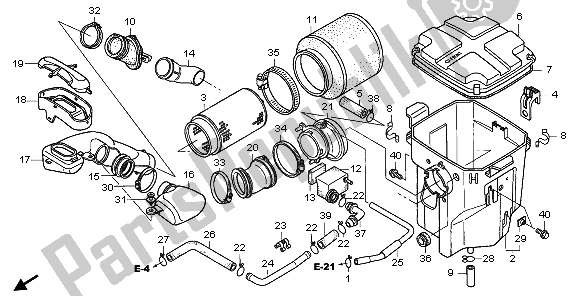 All parts for the Air Cleaner of the Honda TRX 500 FA Fourtrax Foreman 2006