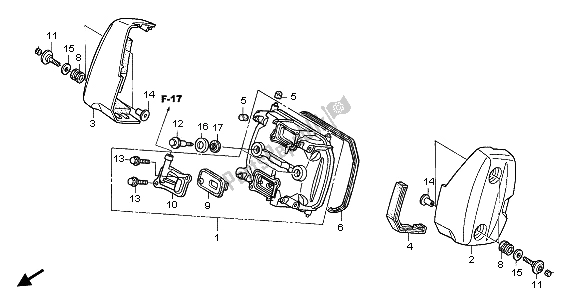 Alle onderdelen voor de Voorste Kleppendeksel van de Honda VT 125C 2007
