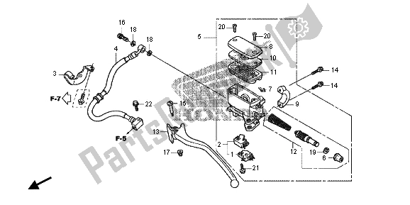 All parts for the Rear Brake Master Cylinder of the Honda NC 700D 2013