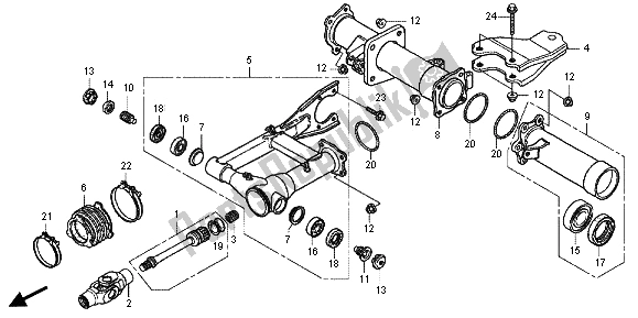 All parts for the Swingarm of the Honda TRX 500 FPA Foreman Rubicon WP 2013