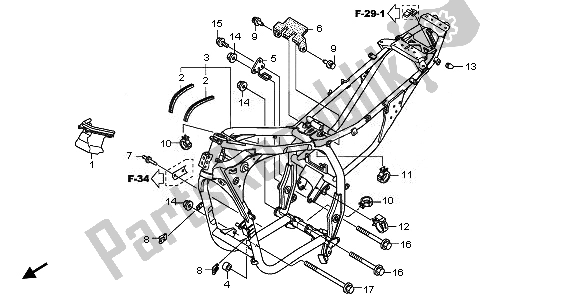 Alle onderdelen voor de Frame Lichaam van de Honda XL 125V 2008
