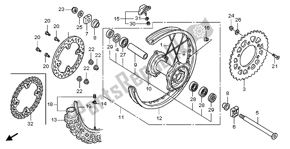 Alle onderdelen voor de Achterwiel van de Honda CRF 250X 2011