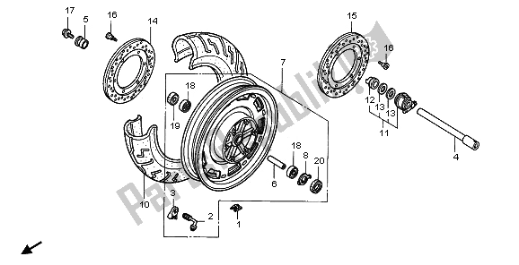 All parts for the Front Wheel of the Honda GL 1500 SE 1995