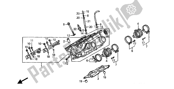 All parts for the Right Cylinder Head of the Honda ST 1100 1994